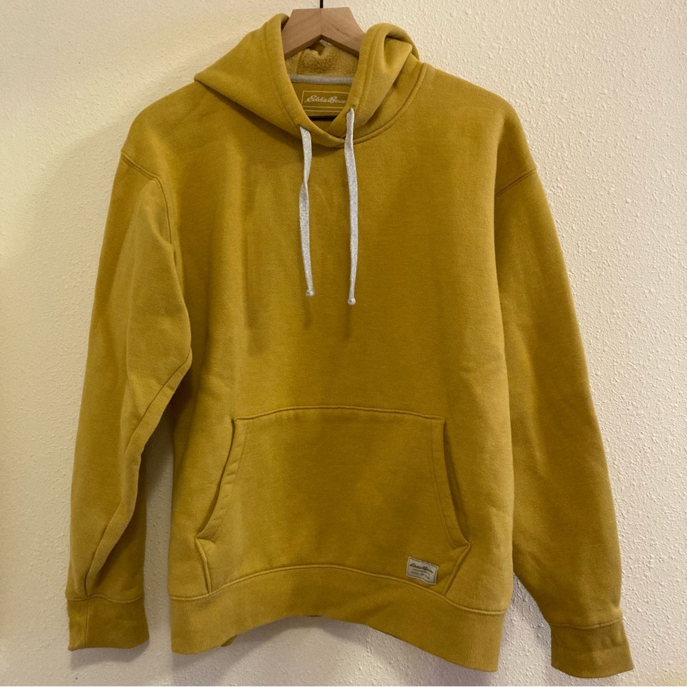 EDDIE BAUER mustard heavy hooded sweatshirt, size M